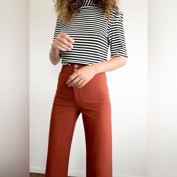 Maria Stanley Wide Leg Luna Salsa Rust Pants in 0 Cropped - Picture 9 of 16